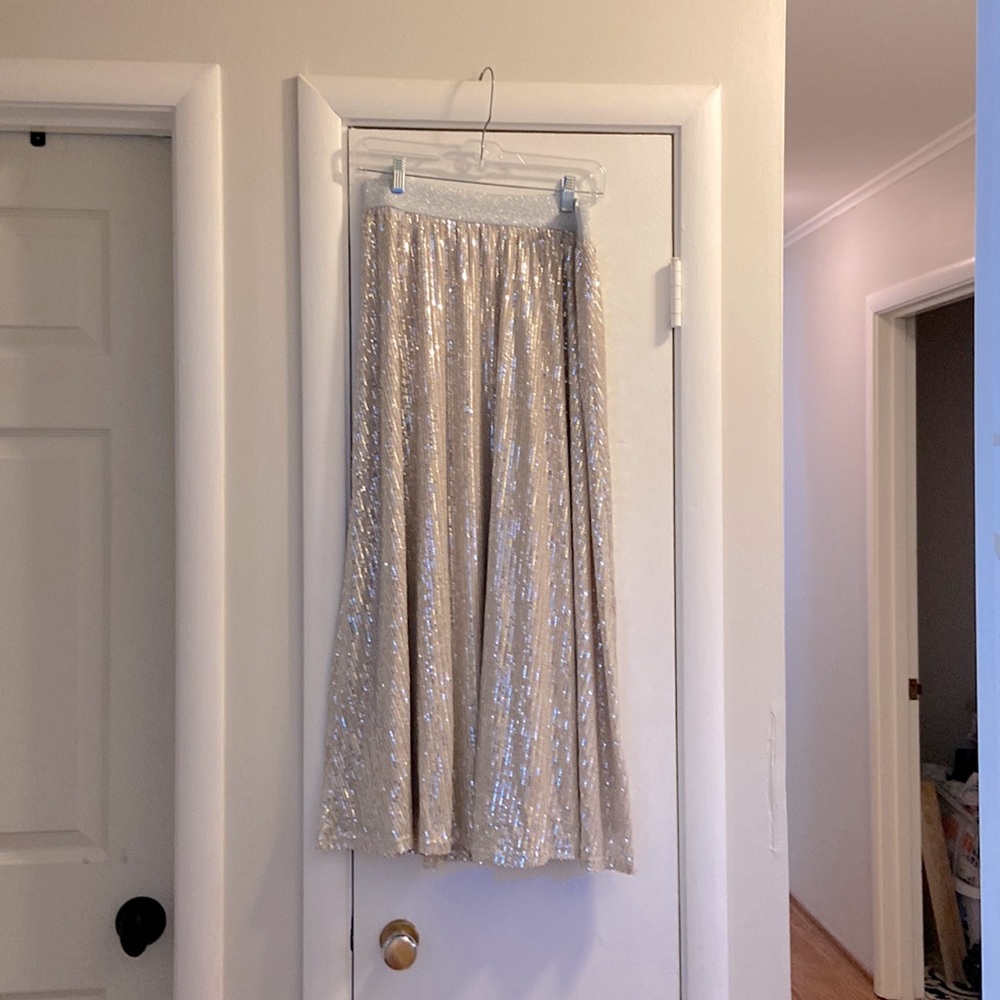 Champagne, sequin See and be Seen, long skirt